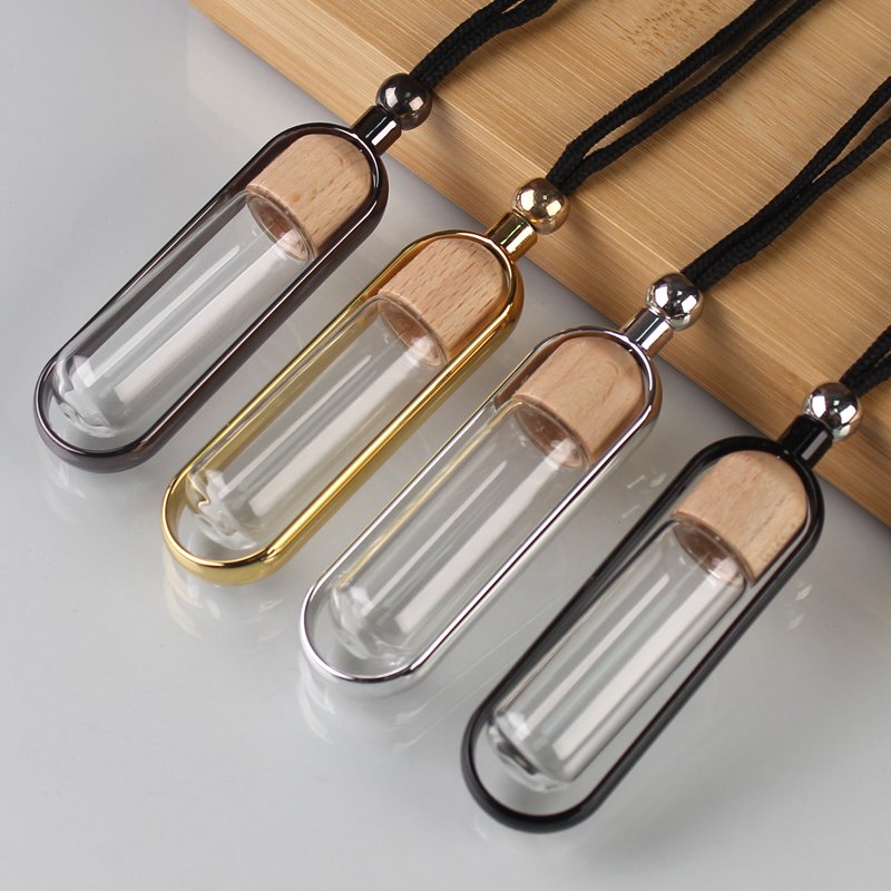 Wholesale 10ml Diffuser Bottles empty glassbottle hanging bottle perfume bottle with wooden cap in stock