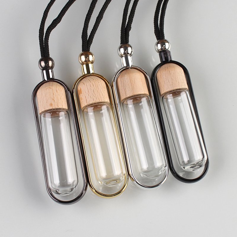 Wholesale 10ml Diffuser Bottles empty glassbottle hanging bottle perfume bottle with wooden cap in stock