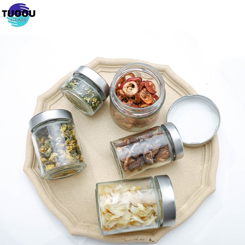 In Stock Wholesale New Design Cylinder Bottle Jam Food Storage Preserve Sauce Pickles Honey Glass Jar