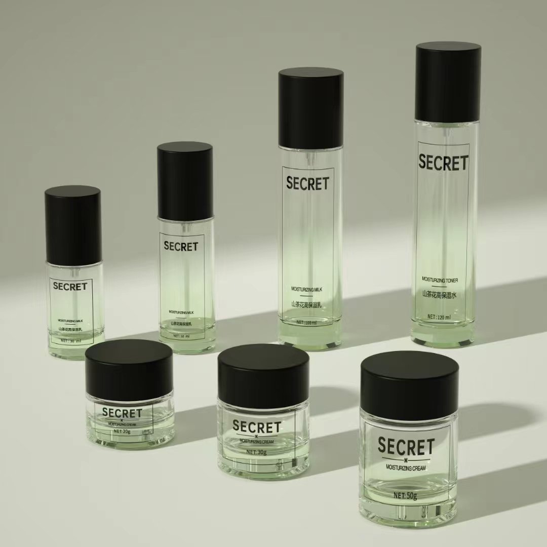 New design thick bottom clear cosmetic serum lotion pump bottle glass bottles and jars dropper bottle skincare packaging
