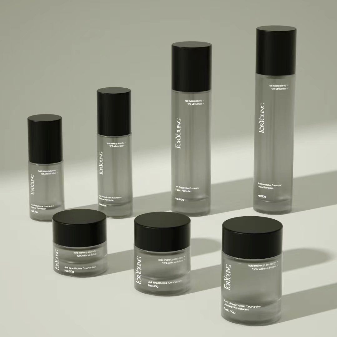 New design thick bottom clear cosmetic serum lotion pump bottle glass bottles and jars dropper bottle skincare packaging