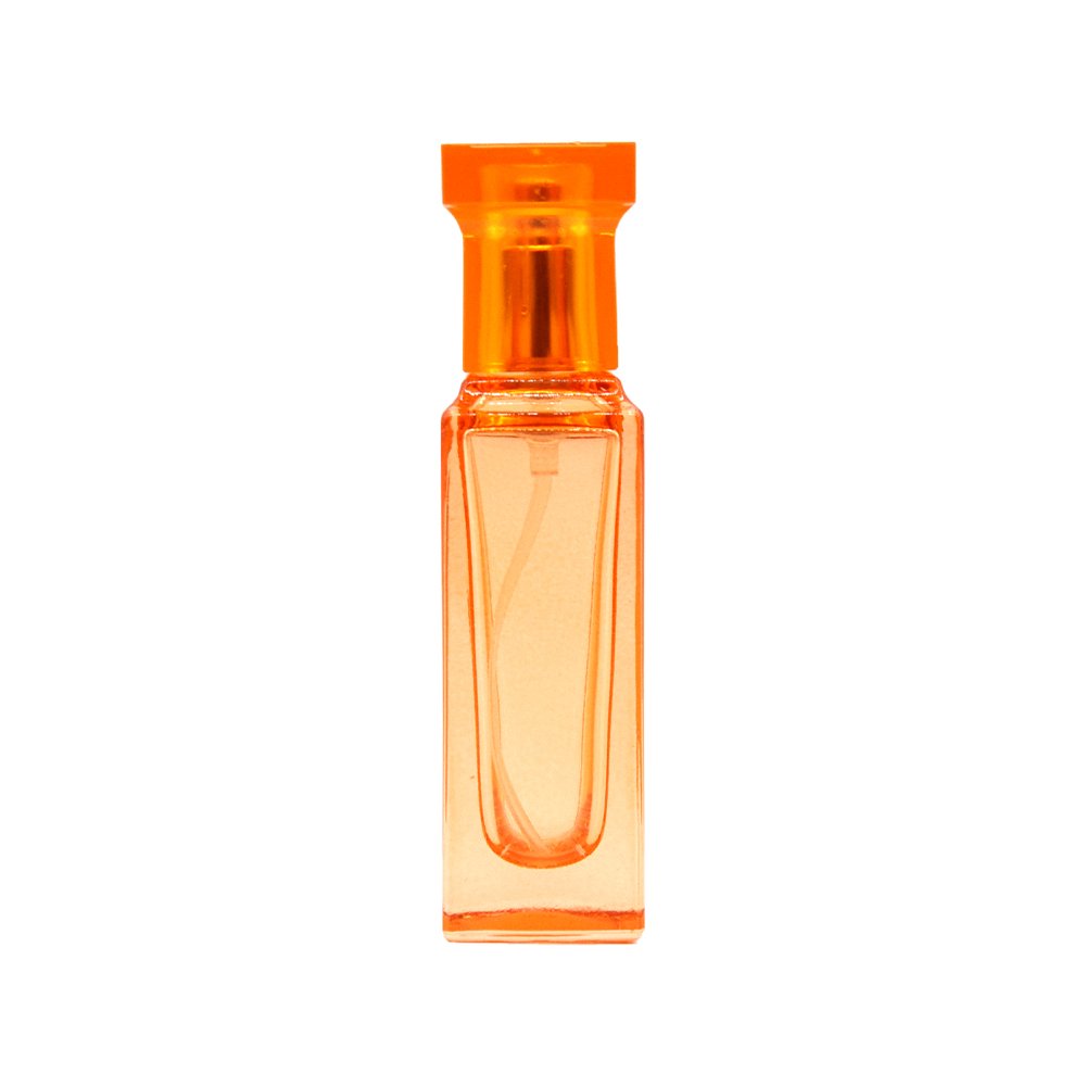 New 30ml Rectangle Flat Glass Perfume Bottle Custom White Orange Color Square Crimp Refillable Mini Glass Perfume Spray Bottles