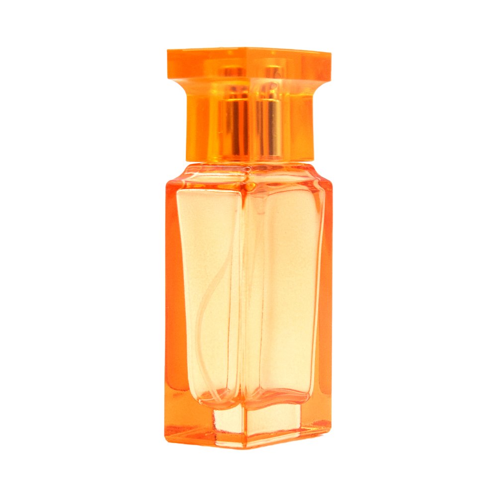New 30ml Rectangle Flat Glass Perfume Bottle Custom White Orange Color Square Crimp Refillable Mini Glass Perfume Spray Bottles