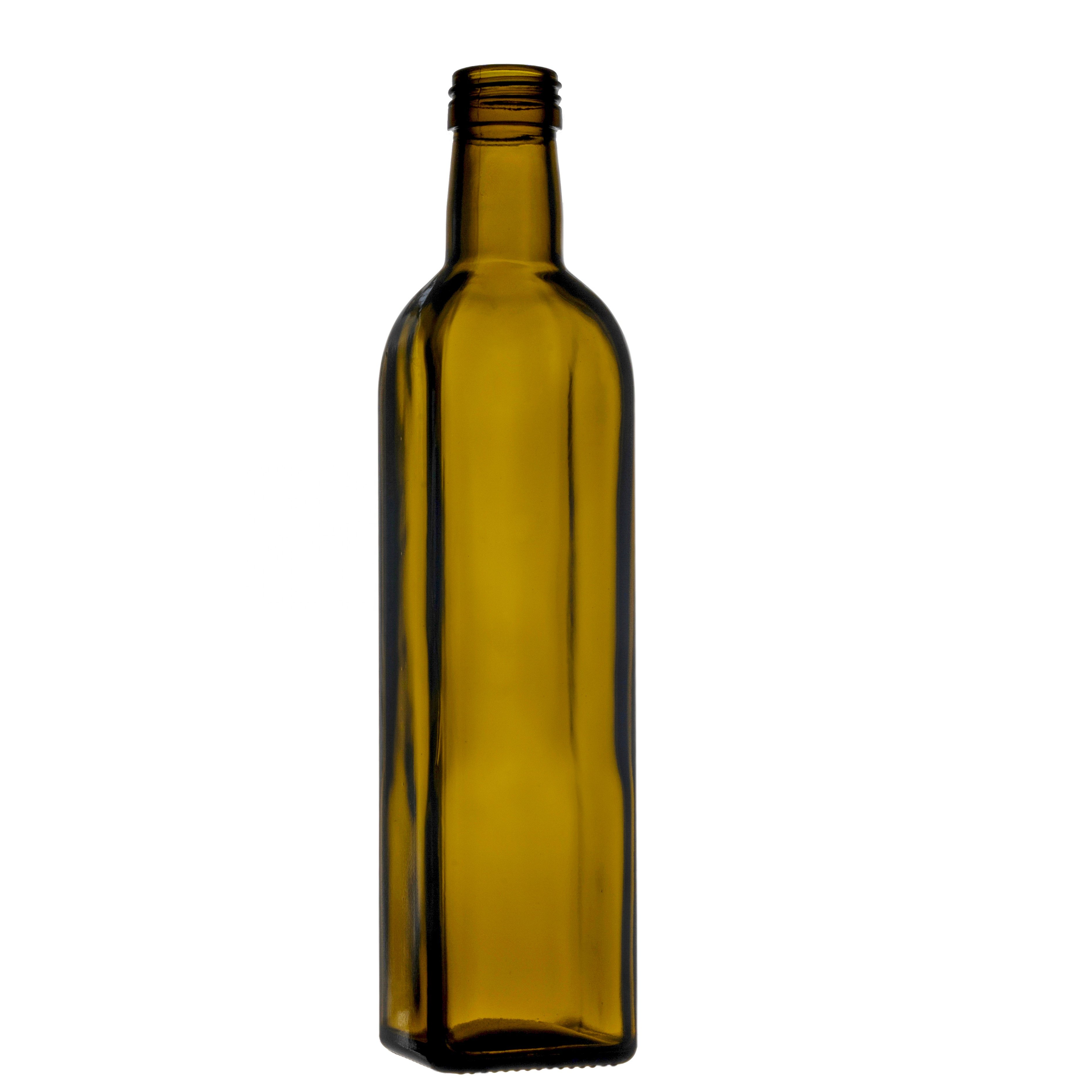 Berlin Packaging Customized OEM Square Marasca Olive Oil Bottles Food Grade Unique Shaped Oil Bottle Glass For Kitchen
