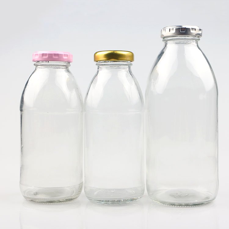 Fat glass bottles for milk/coffee/tea 300ml 350ml 500ml beverage bottle with tinplate cap