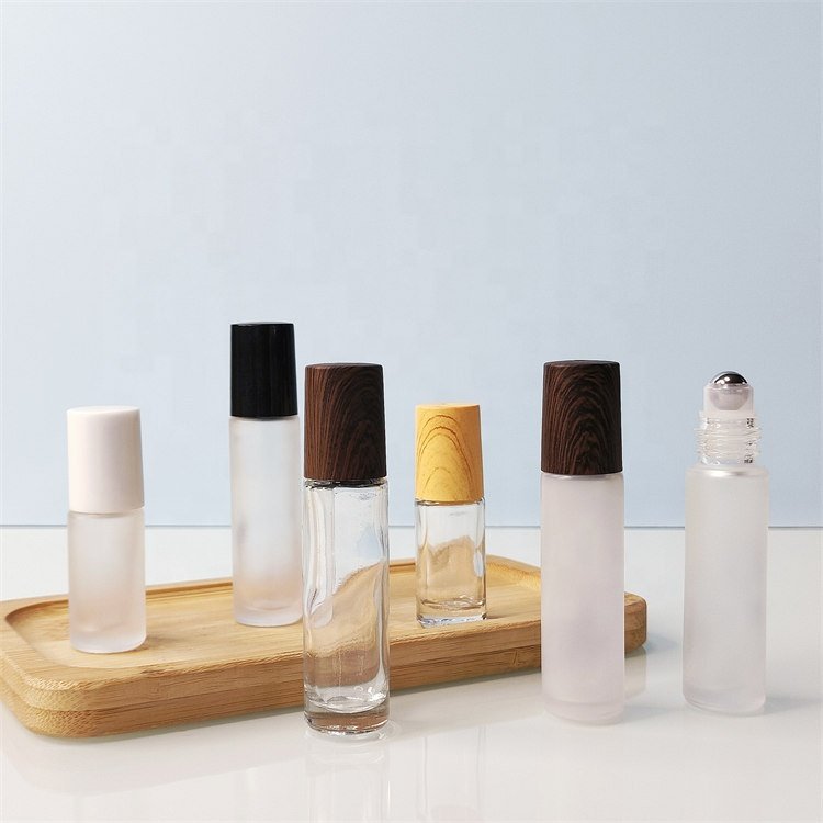 In stock 5ml 10ml empty glass roller bottles clear frosted roller ball perfume glass roll on bottle
