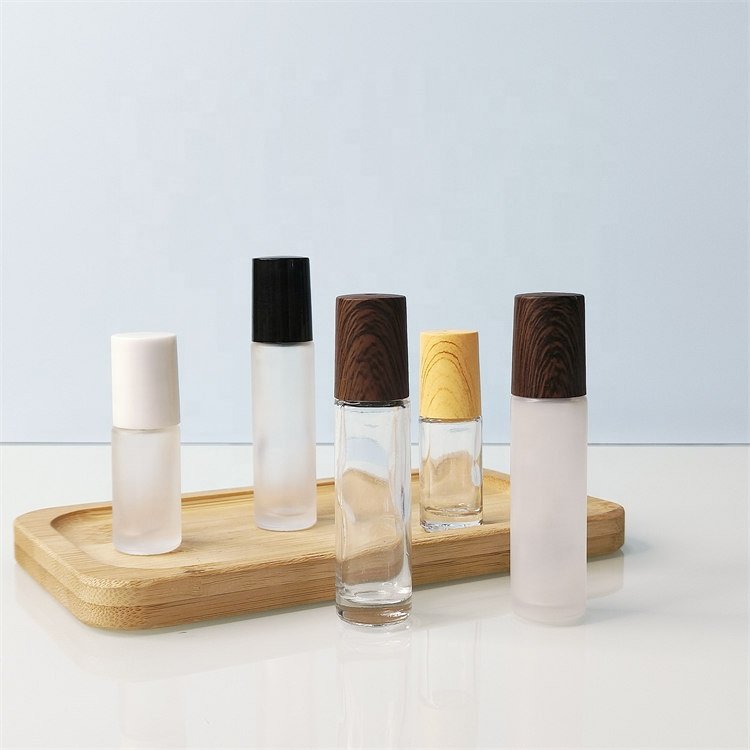 In stock 5ml 10ml empty glass roller bottles clear frosted roller ball perfume glass roll on bottle