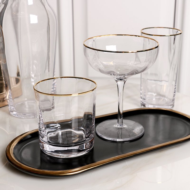 The popular collection in America hand made stylish pearl luster crystal material factory price in stock all purpose glassware