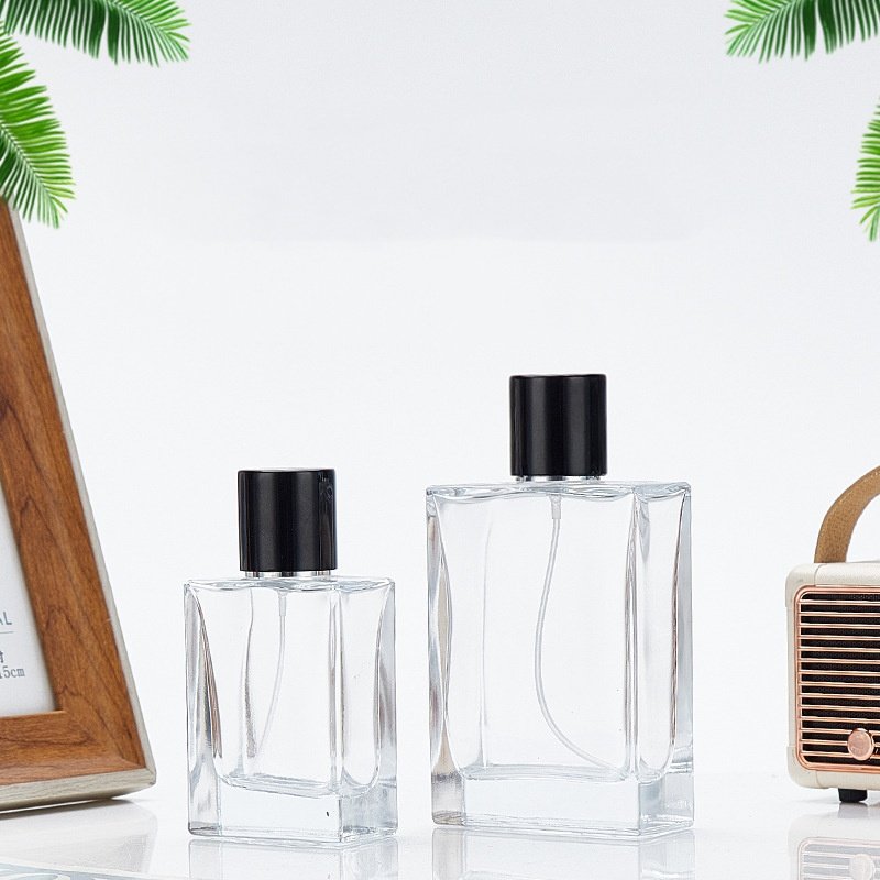 1.5oz 50ml 3oz 100ml clear transparent cosmetic perfume fragrance spray glass bottle with pump sprayer custom logo men's women