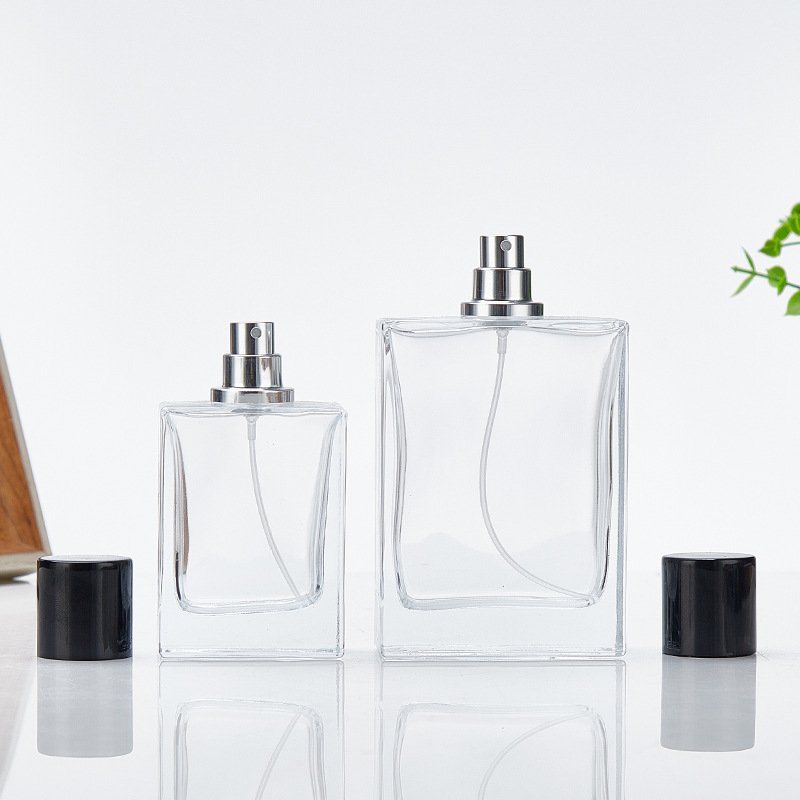 1.5oz 50ml 3oz 100ml clear transparent cosmetic perfume fragrance spray glass bottle with pump sprayer custom logo men's women