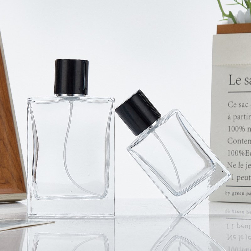 1.5oz 50ml 3oz 100ml clear transparent cosmetic perfume fragrance spray glass bottle with pump sprayer custom logo men's women