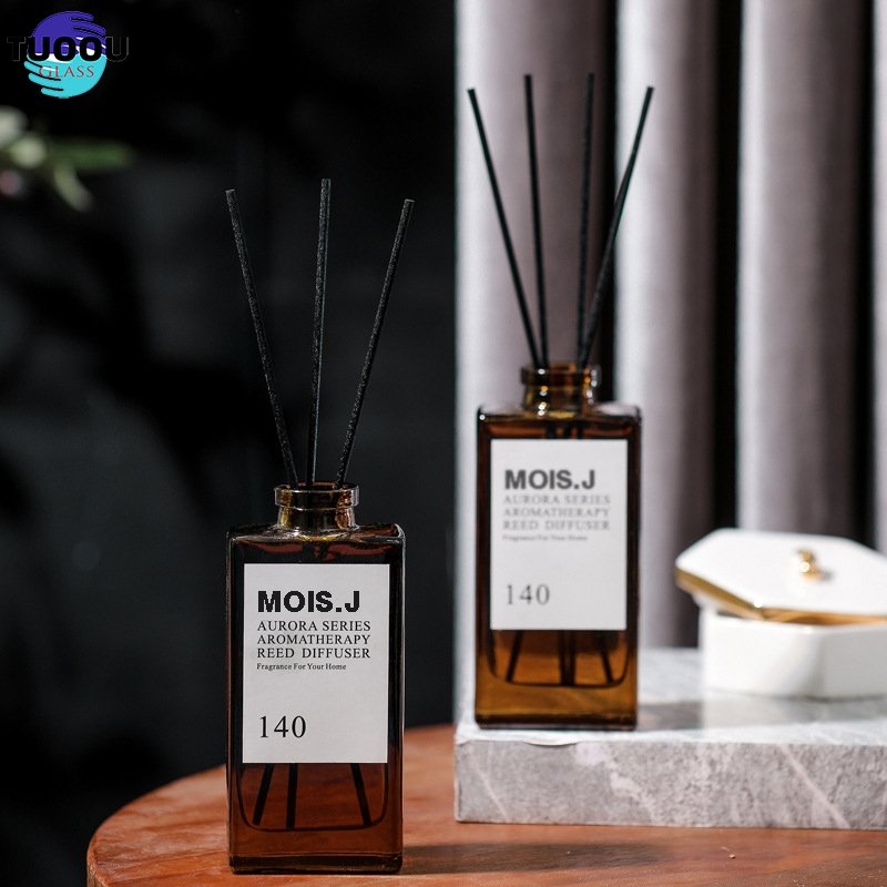 Hot sale Aromatherapy glass bottle Reed Diffusion Bottles Rectangular Square Glass Amber Aramis Bottle