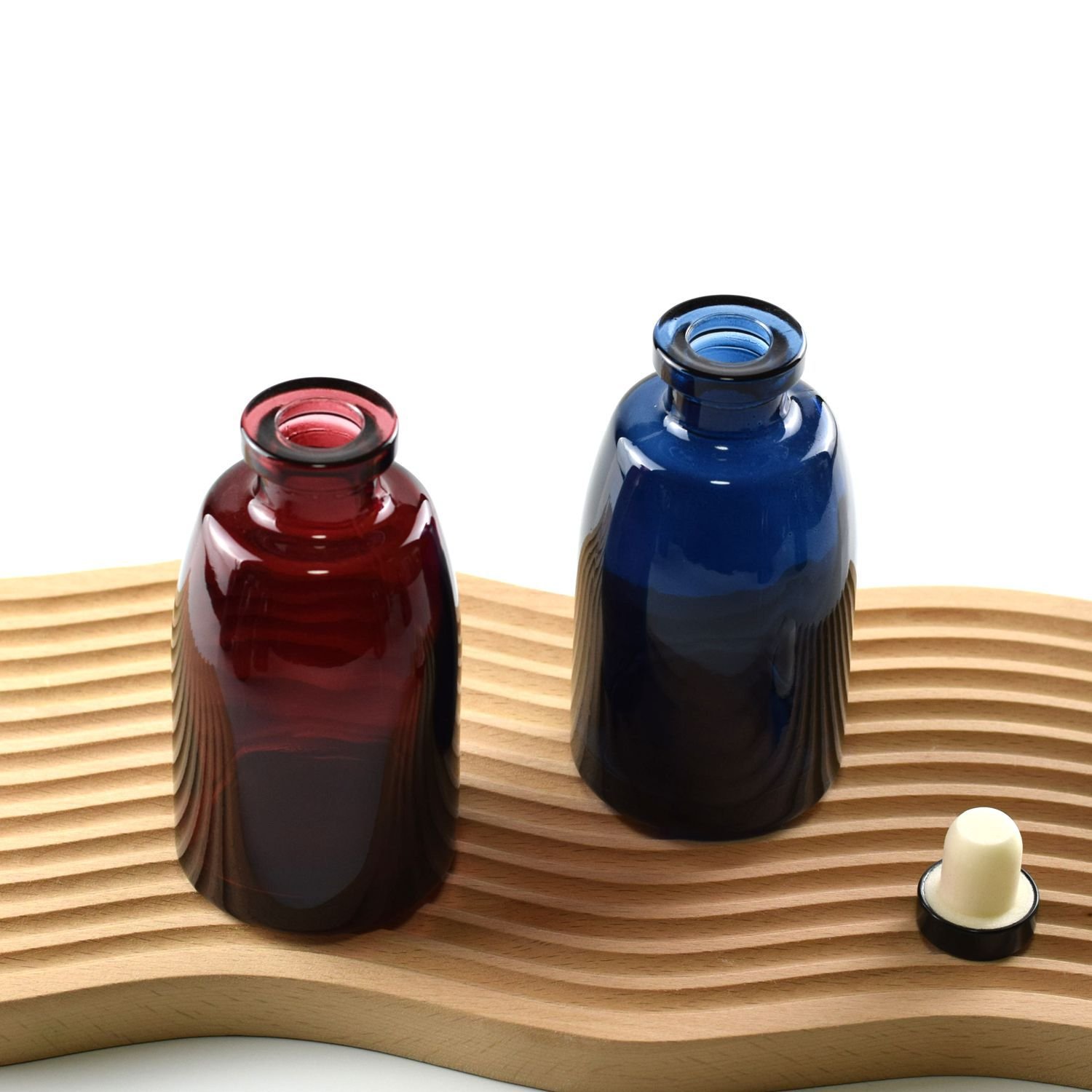 Custom Color Clear 200ml Matte Black White Round shape Diffuser Glass Bottle with Lid