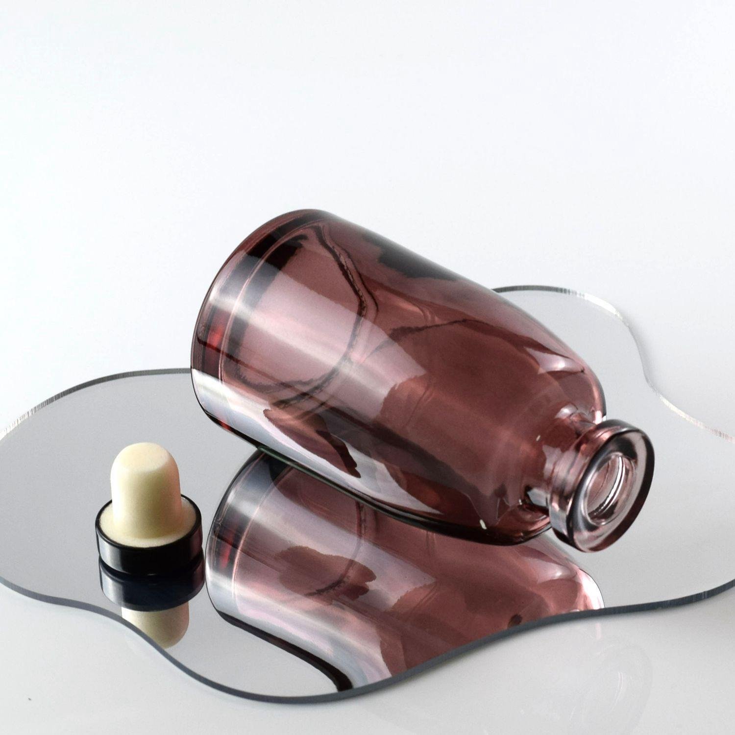 Custom Color Clear 200ml Matte Black White Round shape Diffuser Glass Bottle with Lid