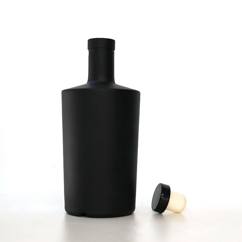 Matte Black glass Bottle For Liquor Vodka Spirit Bottle empty Flint Glass Liquor Wine Whisky Tequila Bottle With Sealed Cork