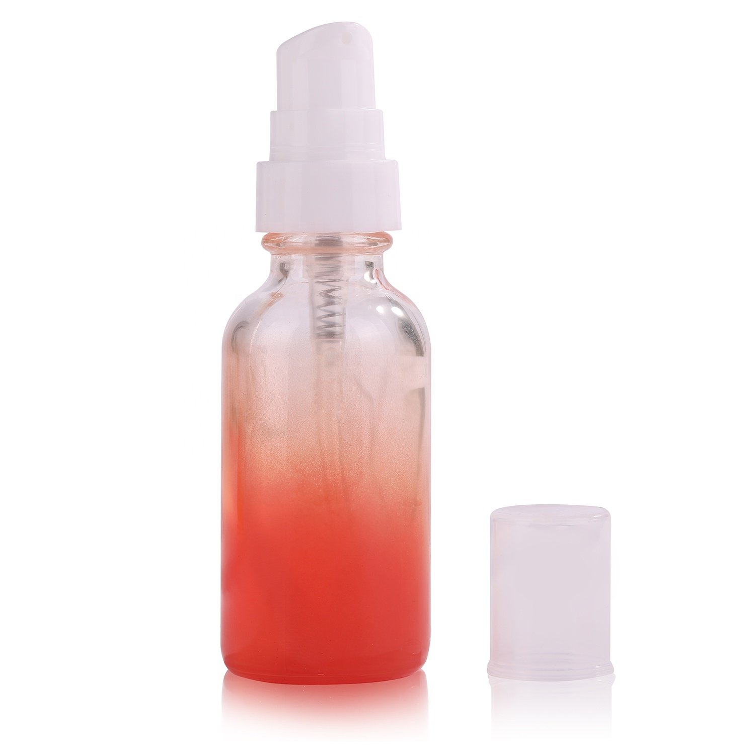 Custom Gradient Red 10ml 15ml 20ml 30ml Essencial Raw liquid Boston Bamboo Dropper Glass Bottle With Wood Cap