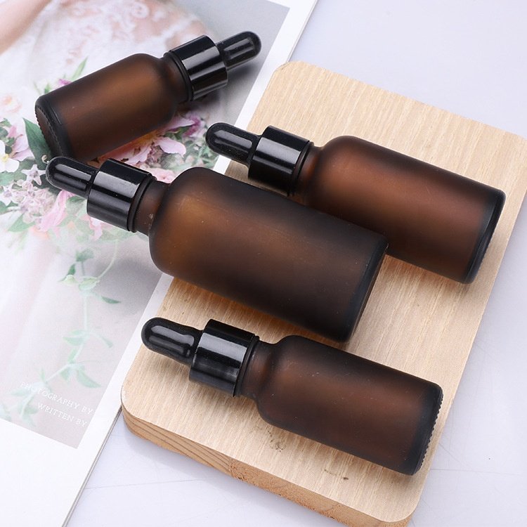 frosted amber essential oil bottle 5ml 10ml 15ml 30ml 50ml 100ml frosted brown glass bottle plastic dropper for body oil