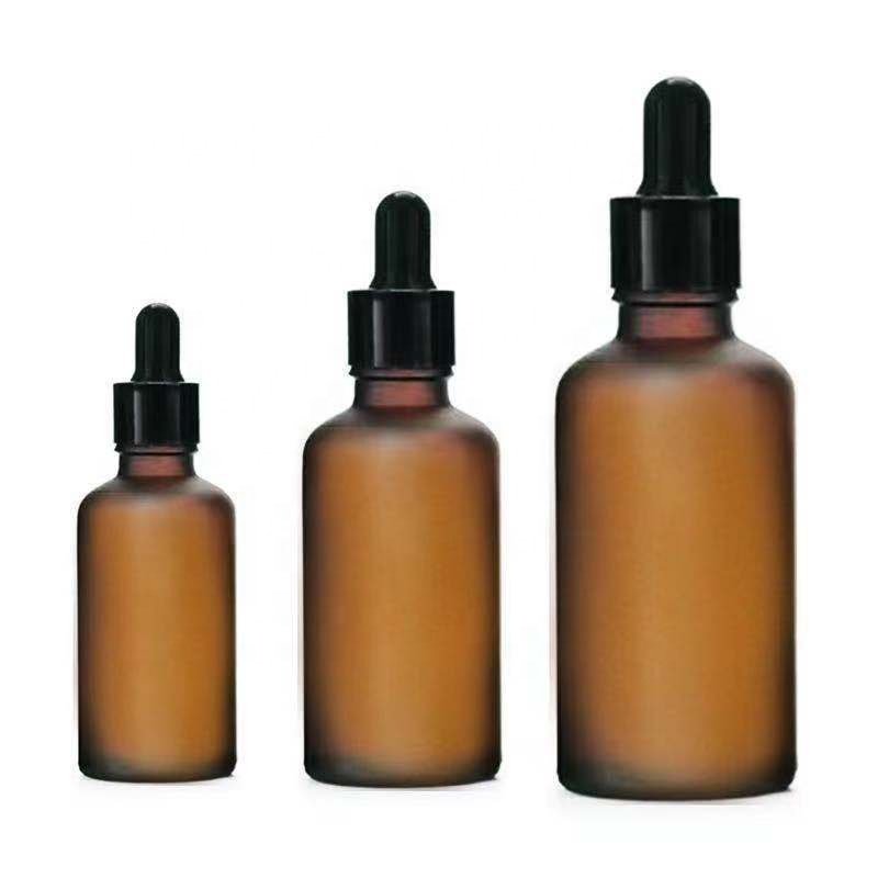 frosted amber essential oil bottle 5ml 10ml 15ml 30ml 50ml 100ml frosted brown glass bottle plastic dropper for body oil