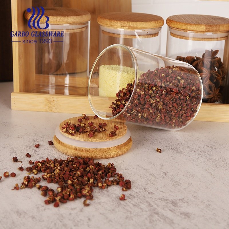 high borosilicate glass storage Jar food Jars with Bamboo sealed tank Lid for Kitchen Storage Food Containers can storage