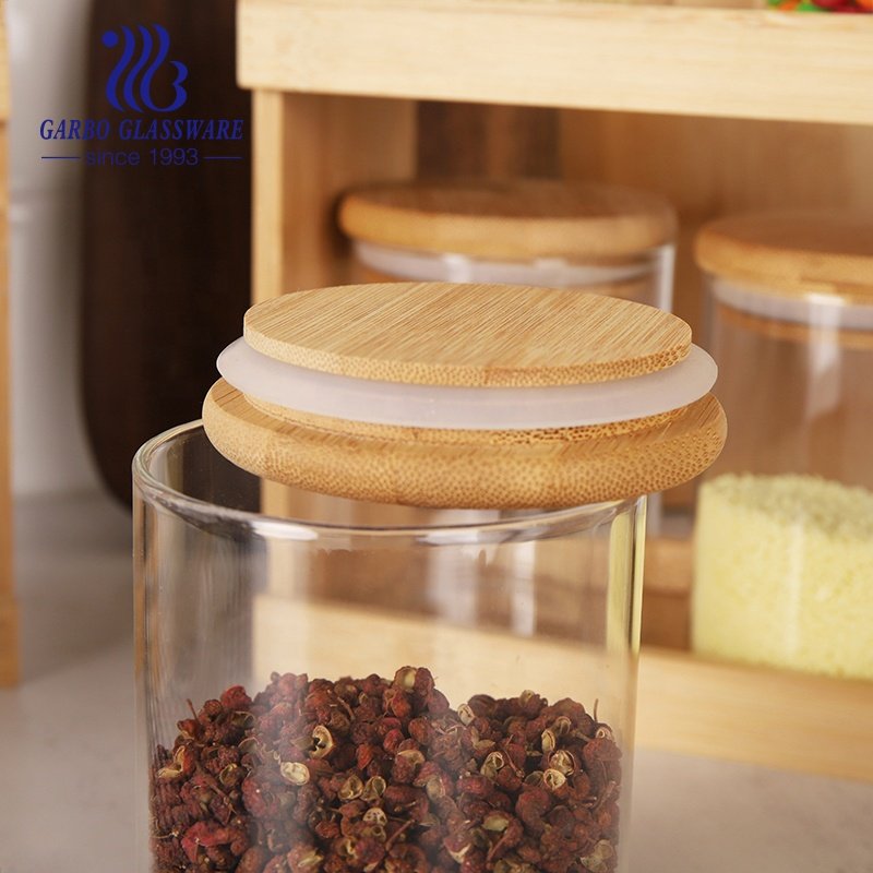 high borosilicate glass storage Jar food Jars with Bamboo sealed tank Lid for Kitchen Storage Food Containers can storage