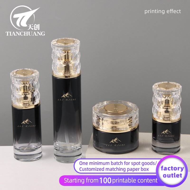 Spot pressing Water Emulsion Essence Cosmetic packaging material Gradient Color glass bottle Cream Empty bottle can print logo