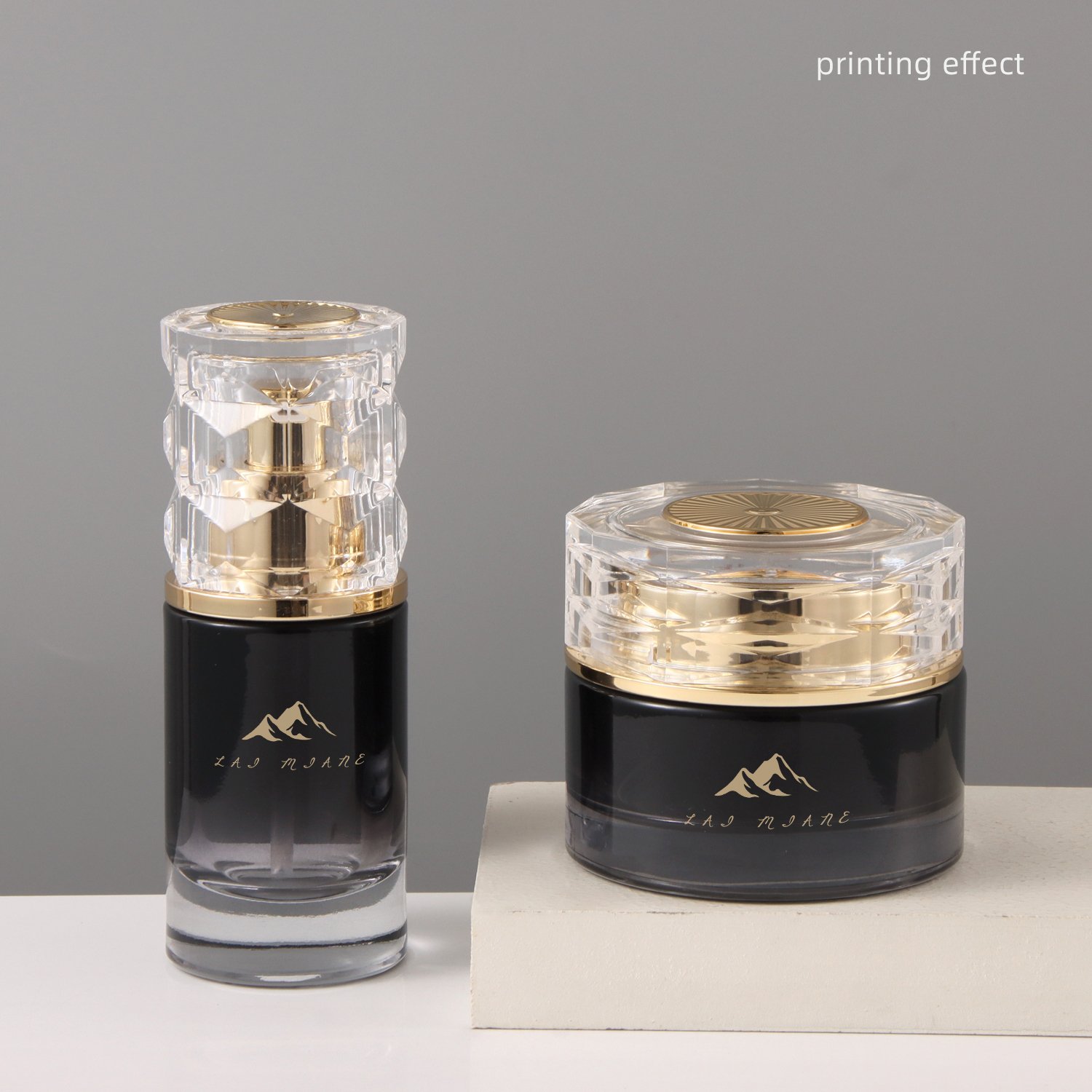 Spot pressing Water Emulsion Essence Cosmetic packaging material Gradient Color glass bottle Cream Empty bottle can print logo