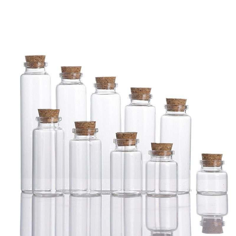wholesale 22mm 30mm mini clear glass wishing bottle with cork and metal lids, small glass bottle with cork stopper