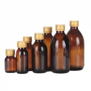 Wholesale Amber Syrup Oral Liquid Glass Bottle With White Black Cap Brown Medical Glass Liquid Bottles