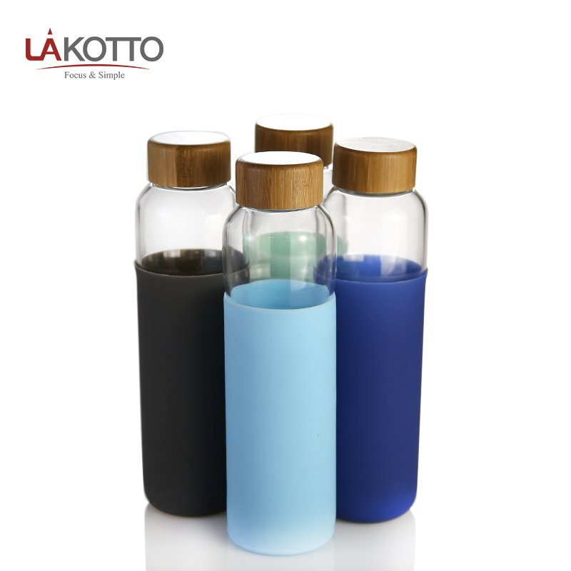Glass Water Bottle with Protective Sleeve Leak Proof