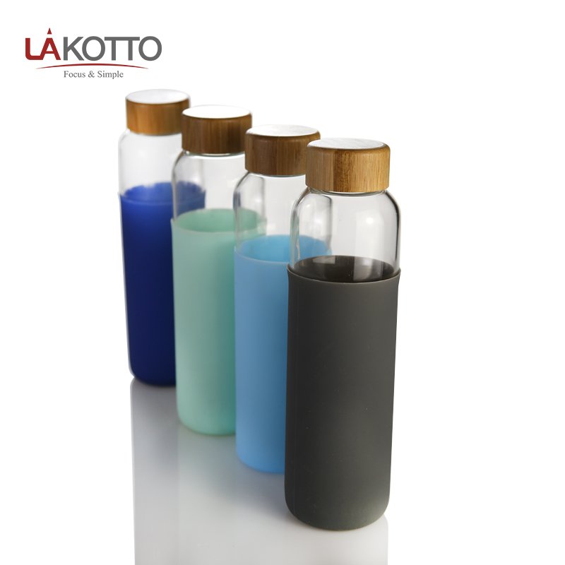 Glass Water Bottle with Protective Sleeve Leak Proof
