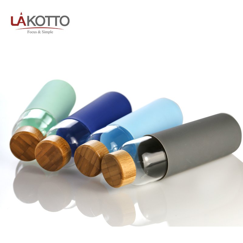Glass Water Bottle with Protective Sleeve Leak Proof
