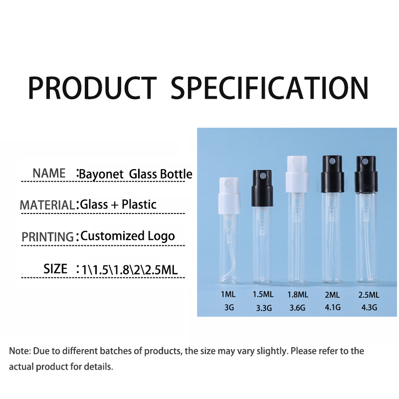 1ml 1.5ml 1.8ml 2ml 2.5ml mini glass vials perfume sample glass spray bottles