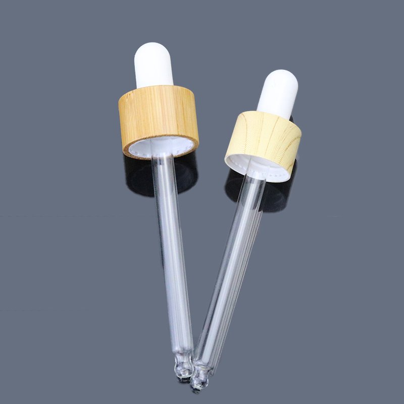 Fancy 30ml 50ml 100ml rectangle clear glass cosmetic serum dropper bottle with bamboo pipette dropper for Fragrance Oil (GSA23)