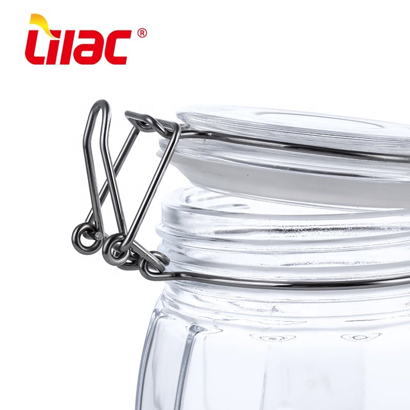 Lilac BSCI SGS LFGB 850ml 1200ml 2000ml 2400ml food containers wide mouth airtight storage set and glass bottles jars in bulk