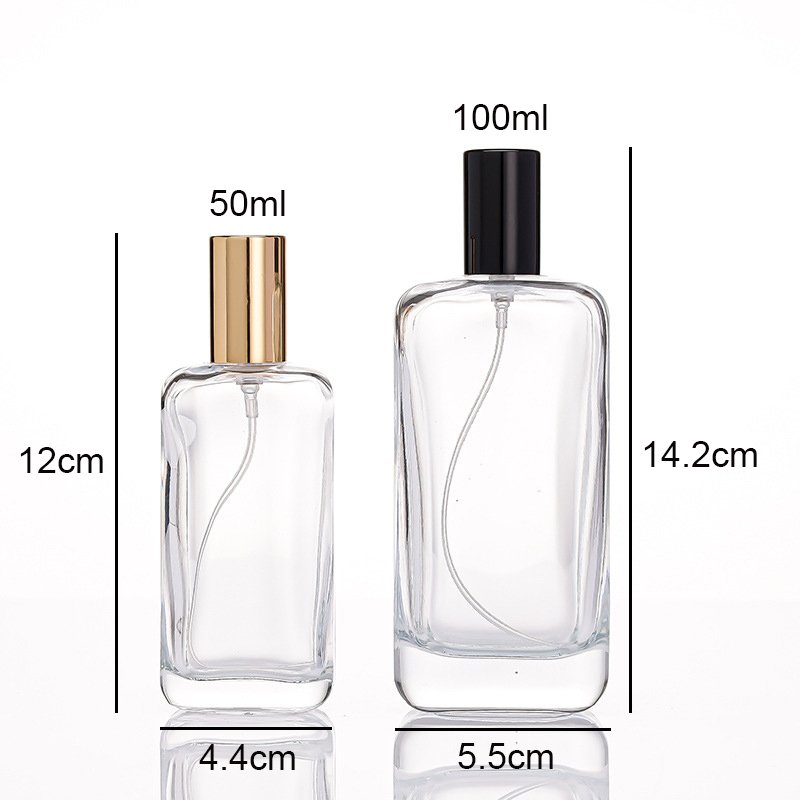 Luxury 50ml 100ml Empty Thick Bottom Flat Round Perfume Glass Bottle