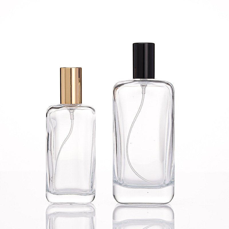 Luxury 50ml 100ml Empty Thick Bottom Flat Round Perfume Glass Bottle
