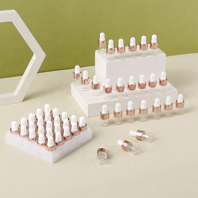 essional oil dropper glass bottle 2024 new arrival empty round RTS clear skin care serum 1ml dropper bottle cosmetic packaging