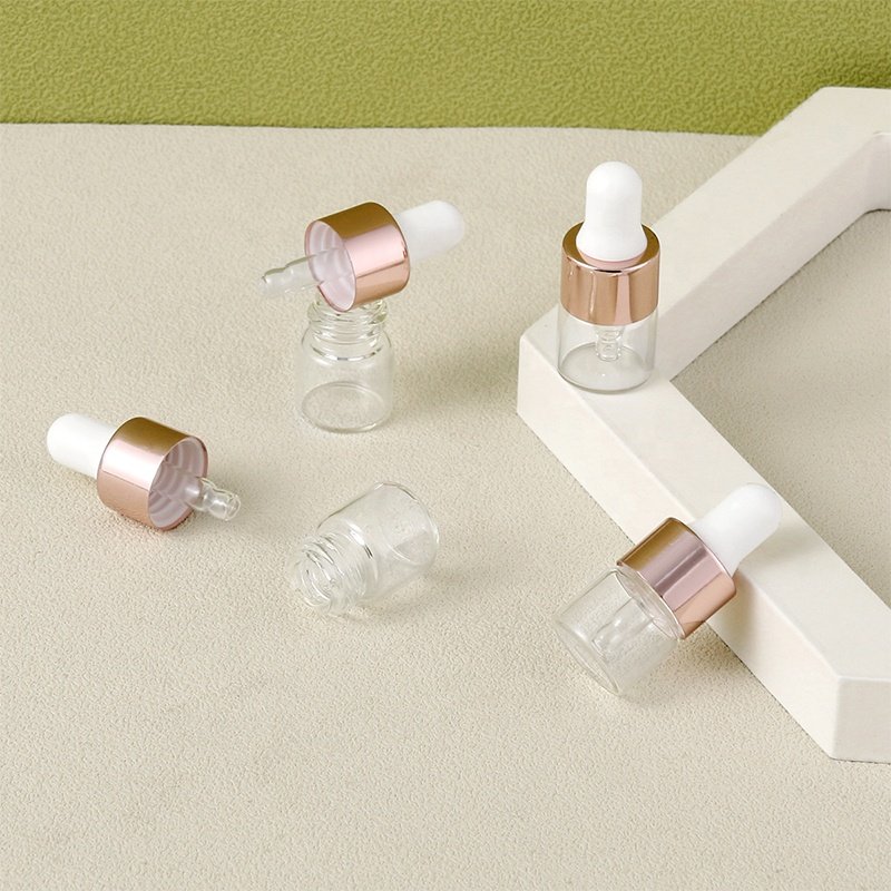 essional oil dropper glass bottle 2024 new arrival empty round RTS clear skin care serum 1ml dropper bottle cosmetic packaging
