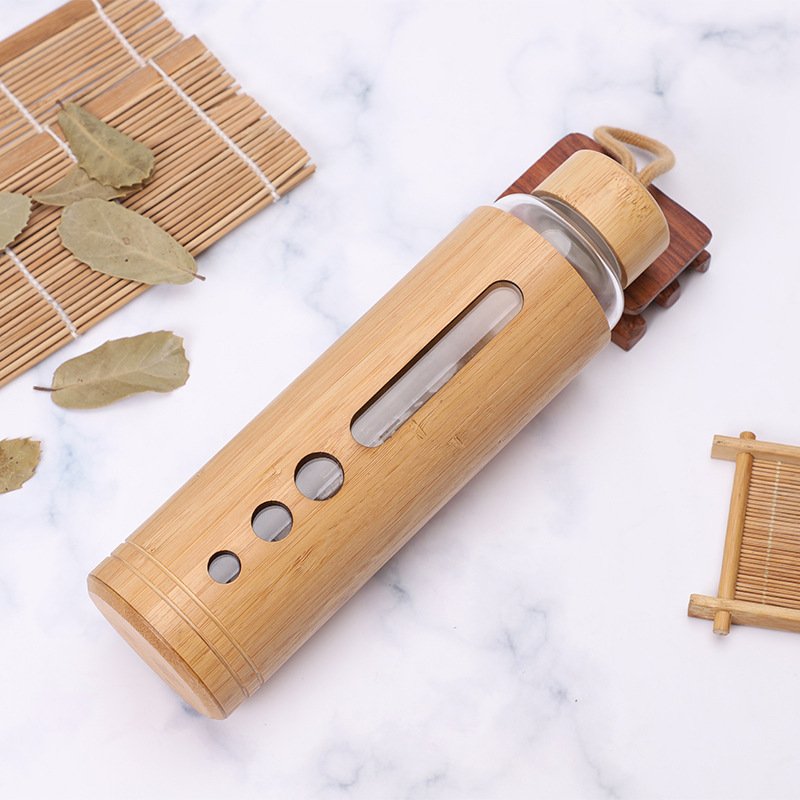 New Featured Product Bamboo Water Bottle Eco-friendly Borosilicate Glass Water Bottle With Bamboo Lid