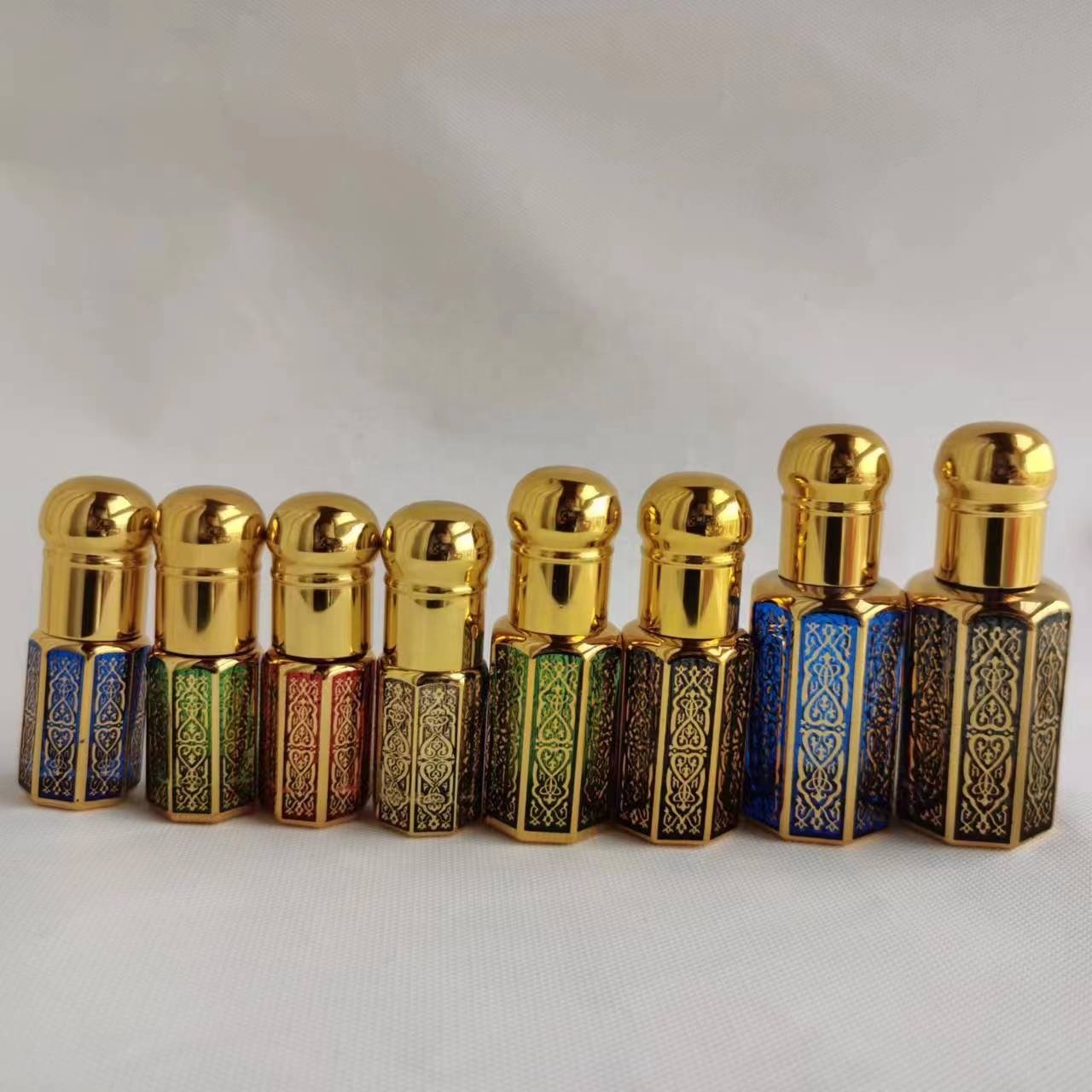 Refillable Golden Black Attar Perfume Essential oil Glass Bottle with glass roller