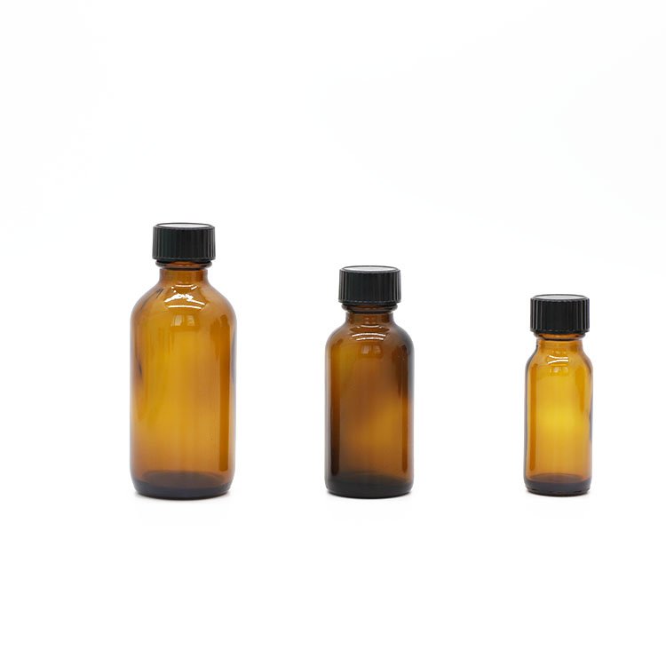 250ml empty clear amber boston round bottles with dropper for essential oil glass bottle