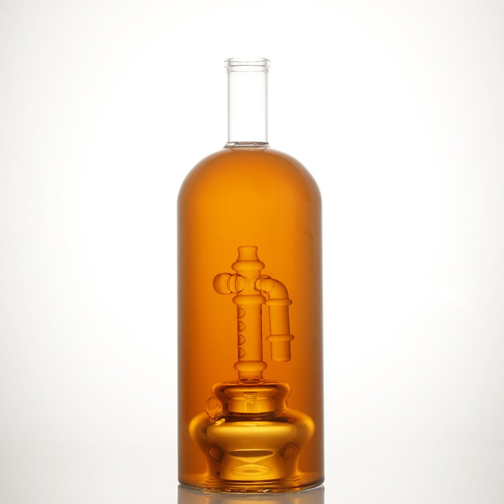 Luxury Low MOQ High Borosilicate 700ml 1000ml tiger diamonds Shape empty bottom Liquor Glass Bottle for gin Vodka whisky