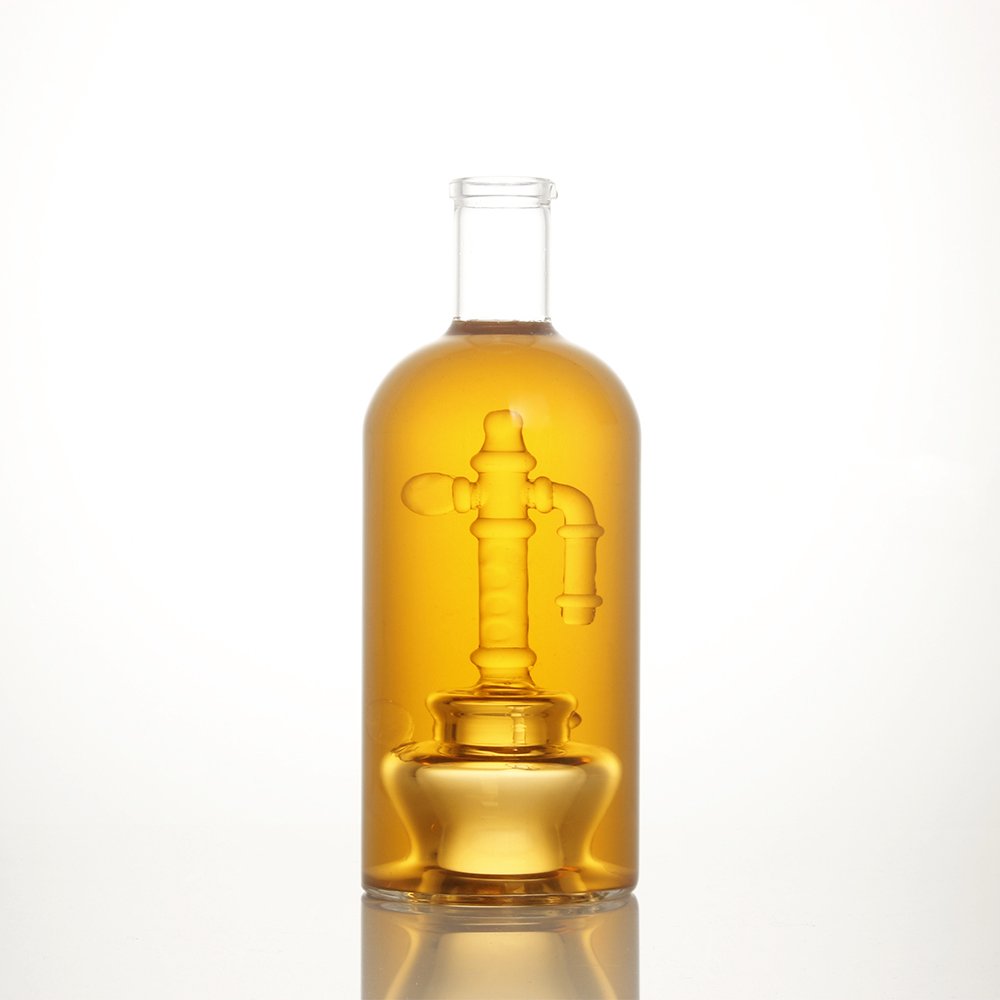 Luxury Low MOQ High Borosilicate 700ml 1000ml tiger diamonds Shape empty bottom Liquor Glass Bottle for gin Vodka whisky
