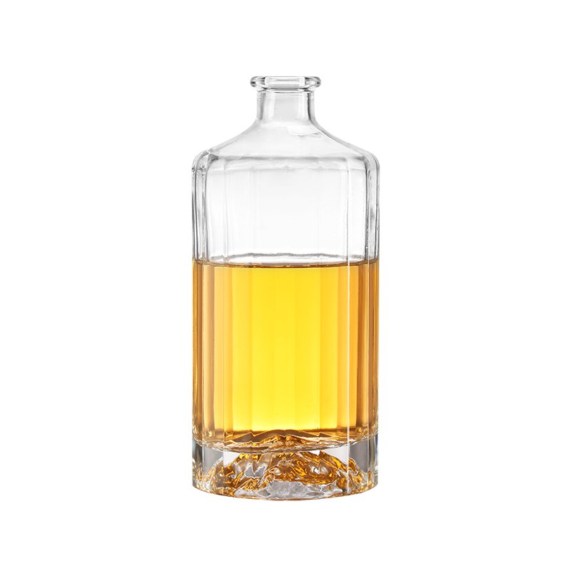 Custom empty arched irregular spirit bottle 500ml 700ml Vodka Whiskey Rum XO glass bottle with lid