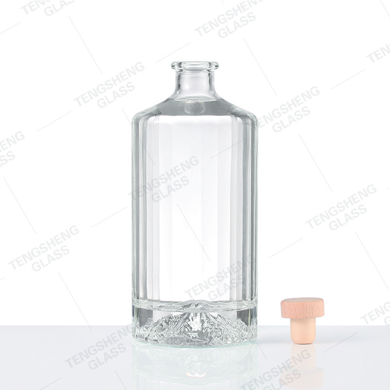 Custom empty arched irregular spirit bottle 500ml 700ml Vodka Whiskey Rum XO glass bottle with lid