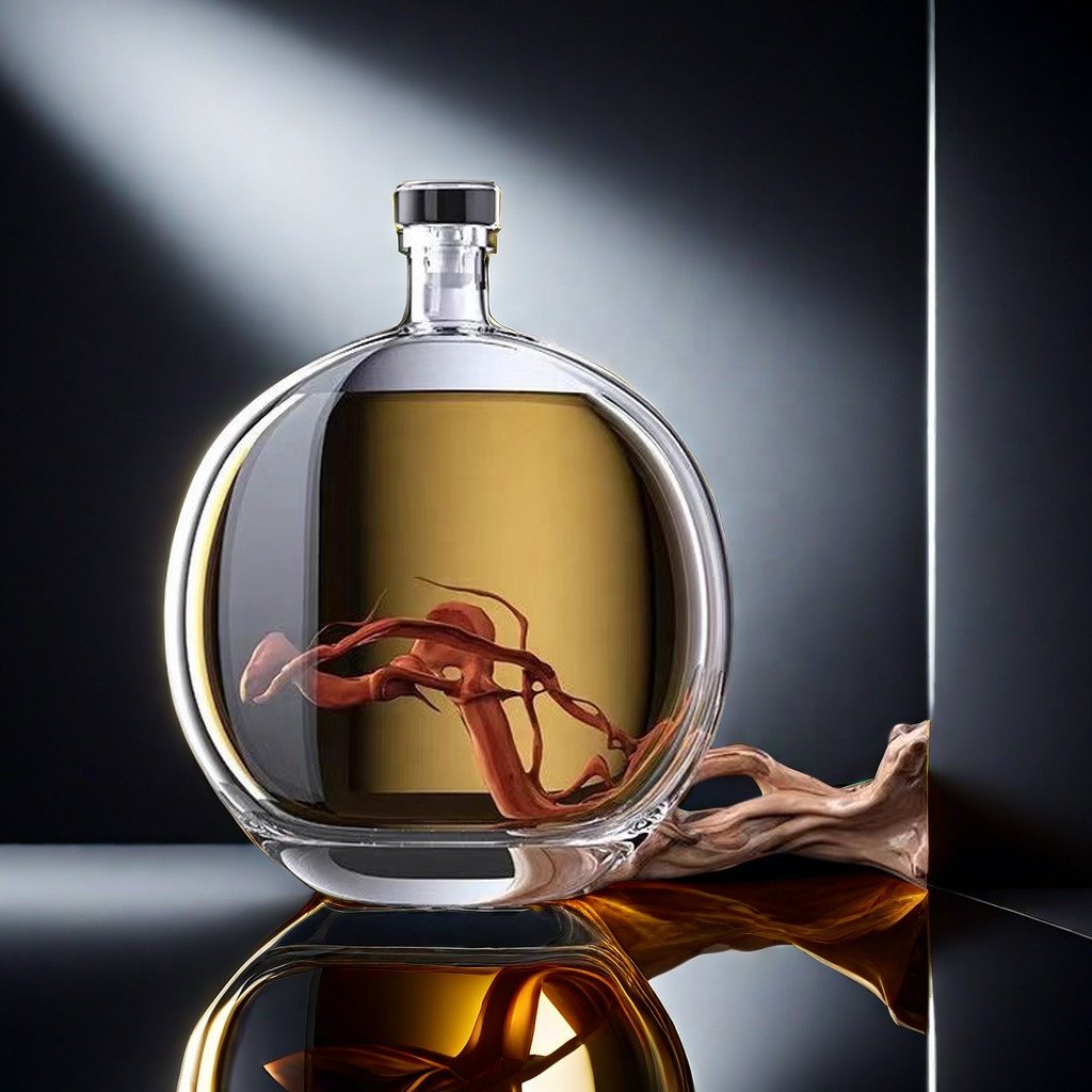 Flat Round Shape 250ml 500ml Empty Wine Bottles Liquor Wine Whiskey Vodka Tequila Flat Round Liquor Bottle Without Cork Cover