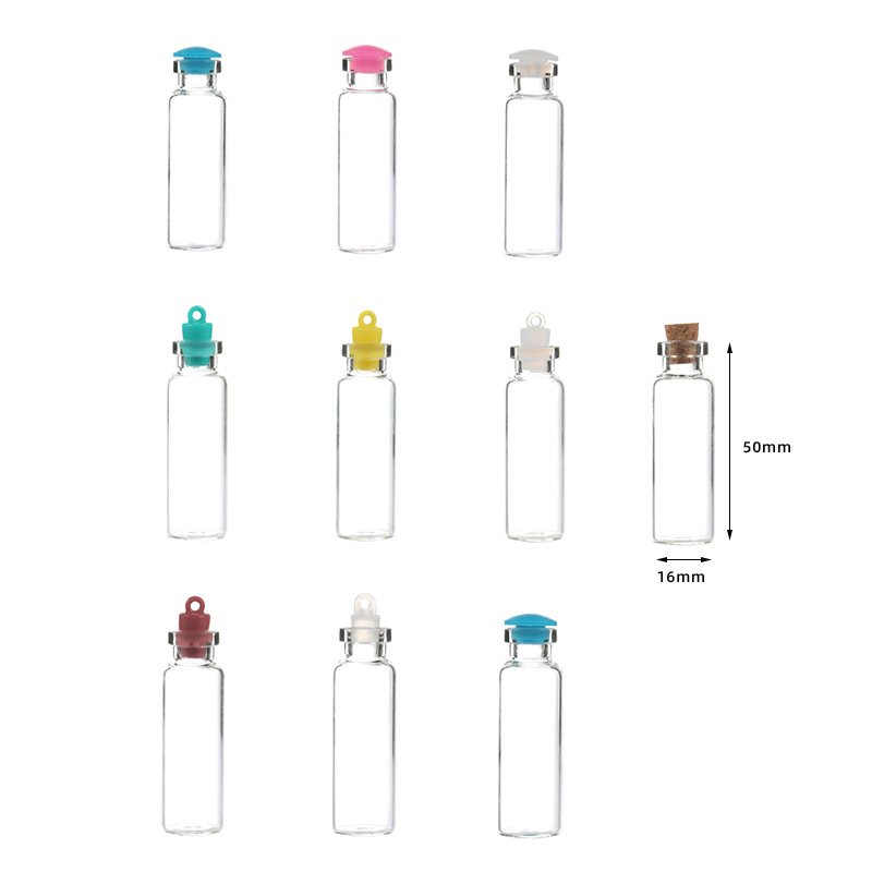 Spot goods Wooden stopper transparent Floating decorative storage glass bottle with plastic silicone punch stopper