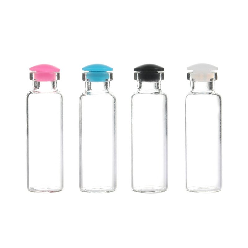 Spot goods Wooden stopper transparent Floating decorative storage glass bottle with plastic silicone punch stopper