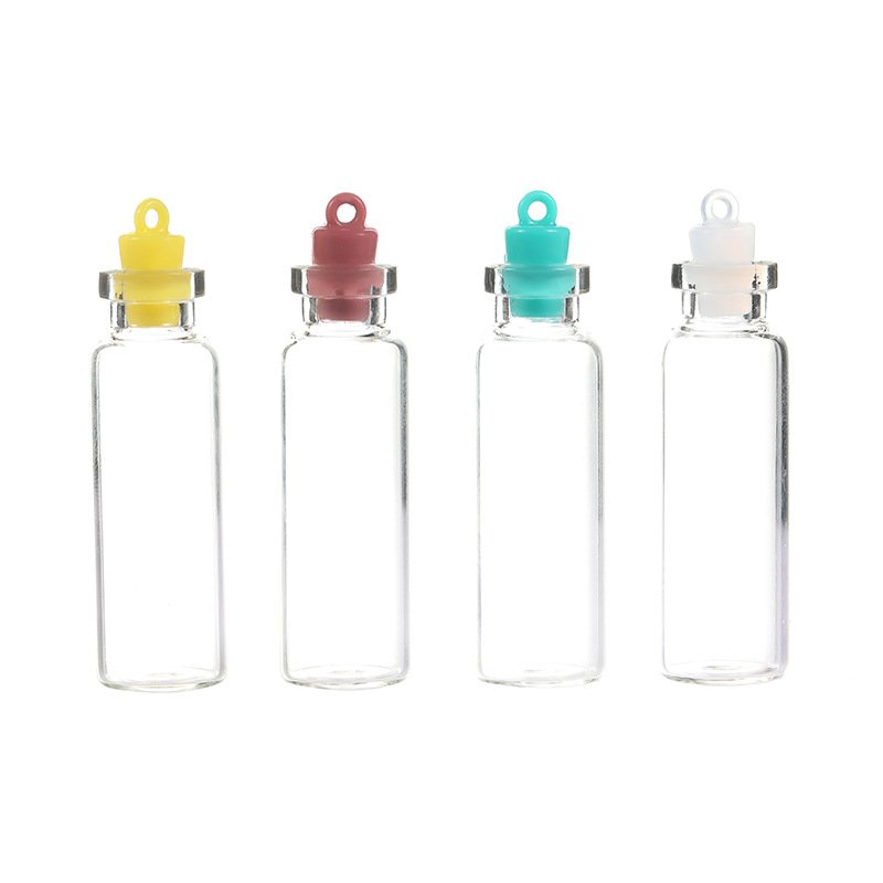 Spot goods Wooden stopper transparent Floating decorative storage glass bottle with plastic silicone punch stopper