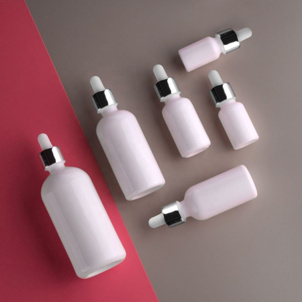 rose gold dropper bottle 200 ml 100 ml 50 ml opal glass bottle 30 ml 15 ml 10 ml white cosmetic bottle aluminum dropper for oil